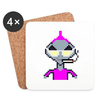 Pixel Alien "Violet Iro" - Untersetzer (4er-Set) - Weiß - Vorne