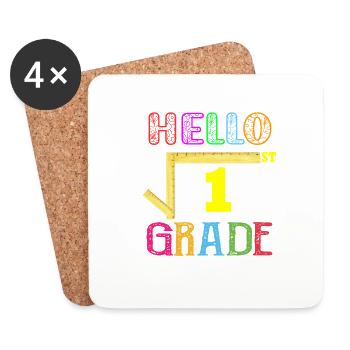 Hello 1st Grade Funny Square Root of 1Math - Coasters (set of 4) - white - Front
