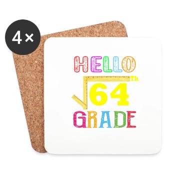 Hello 8th Grade Funny Square Root of 64 Math - Coasters (set of 4) - white - Front