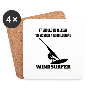 Windsurfer Cadeau Planche à voile Surf Kitesurfer - Dessous de verre (lot de 4) - blanc - Devant