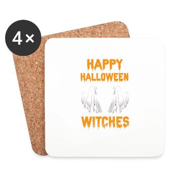 Happy Halloween Witches Cool Retro T-Shirt - Coasters (set of 4) - white - Front