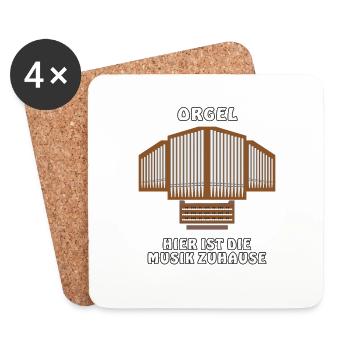 ORGEL HIER IST DIE MUSIK ZUHAUSE - Untersetzer (4er-Set) - Weiß - Vorne