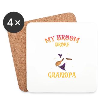 My Broom Broke Funny Grandpa Halloween Designs - Coasters (set of 4) - white - Front