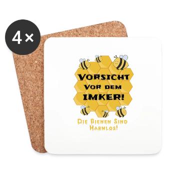 Vorsicht Vor Dem Imker Bienen Lustig - Untersetzer (4er-Set) - Weiß - Vorne