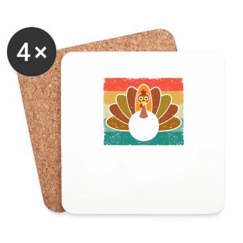 Turkey Volleyball Player Retro Thanksgiving Day - Coasters (set of 4) - white - Front