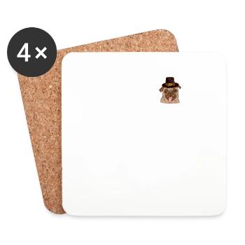 Bag Pilgrim Pug Turkey Thanksgiving Dog - Coasters (set of 4) - white - Front