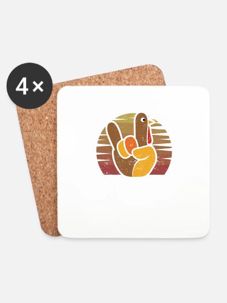 Rock Sign Türkei Hand Cool Thanksgiving Türkei - Untersetzer (4er-Set) - Weiß