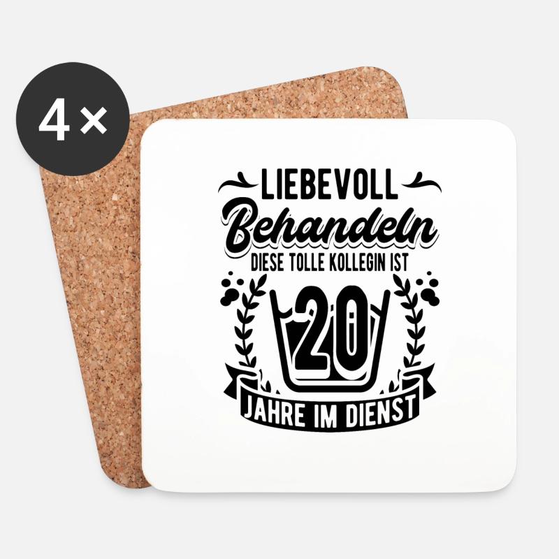 20 Jähriges Dienstjubiläum Firmenjubiläum - Untersetzer (4er-Set) - Weiß