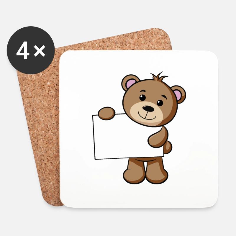 Teddy Schild - Untersetzer (4er-Set) - Weiß