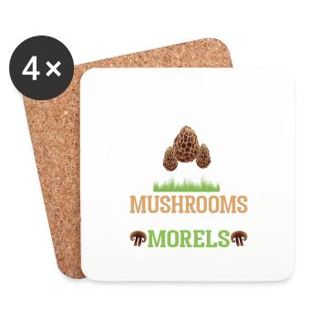 Pilzsuche Pilzsucher Pilze Pilz Morcheln Waldpilz - Untersetzer (4er-Set) - Weiß - Vorne