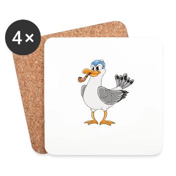 Captain Seagull Baltic Sea North Sea Funny Seagulls - Coasters (set of 4) - white - Front