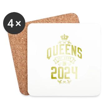 Reines nées en 2024 - Dessous de verre (lot de 4) - blanc - Devant