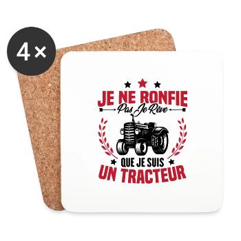 Je Ne Ronfle Pas Je Rêve Que Je Suis Un Tracteur - Dessous de verre (lot de 4) - blanc - Devant