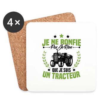 Je Ne Ronfle Pas Je Rêve Que Je Suis Un Tracteur - Dessous de verre (lot de 4) - blanc - Devant