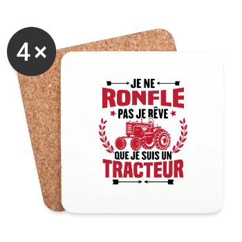 Je Ne Ronfle Pas Je Rêve Que Je Suis Un Tracteur - Dessous de verre (lot de 4) - blanc - Devant