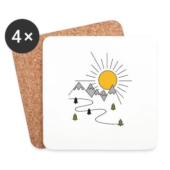 Berge - Untersetzer (4er-Set) - Weiß - Vorne