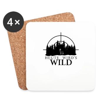 Spruch Jäger Köche u. Förster - Heute wird's wild - Untersetzer (4er-Set) - Weiß - Vorne