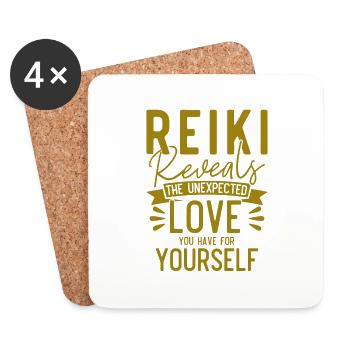 Reiki Symbol Reiki Meister Reiki Kristall Geschenk - Untersetzer (4er-Set) - Weiß - Vorne