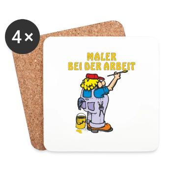 MALER BEI DER ARBEIT - Untersetzer (4er-Set) - Weiß - Vorne