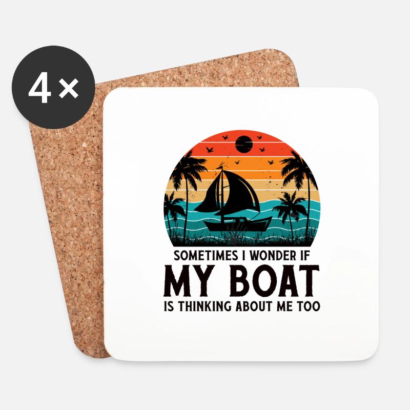 Ob Mein Boot Auch An Mich Denkt Yacht Boote - Untersetzer (4er-Set) - Weiß