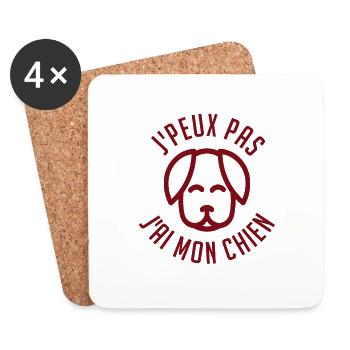 j'Peux pas j'ai mon chien - Dessous de verre (lot de 4) - blanc - Devant