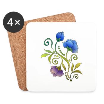 Fleur - Dessous de verre (lot de 4) - blanc - Devant