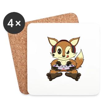 Fox With Gaming Controller I Funny Gaming I Gamer - Untersetzer (4er-Set) - Weiß - Vorne