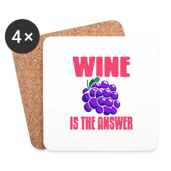 Wine Is The Answer - Coasters (set of 4) - white - Front