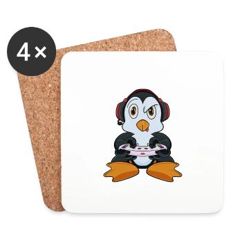 Penguin With Gaming Controller I Funny Gaming I - Untersetzer (4er-Set) - Weiß - Vorne