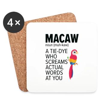 Macaw Parrot Bird Zoo Animal Birdwatcher Pet - Coasters (set of 4) - white - Front
