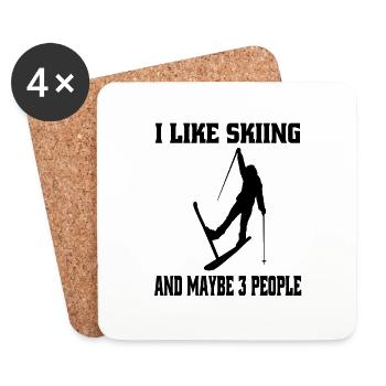 Skieurs Ski de fond Sports d’hiver Ski Ski - Dessous de verre (lot de 4) - blanc - Devant