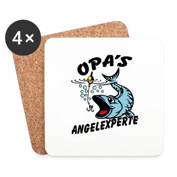 Opa's Angelexperte - Angeln mit Opa - Untersetzer (4er-Set) - Weiß - Vorne