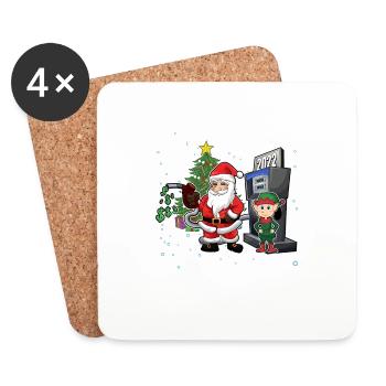 Christmas 2022 High Gas Prices, Funny Santa Meme - Coasters (set of 4) - white - Front
