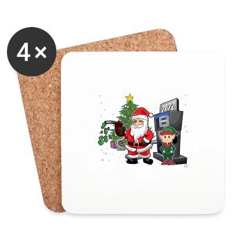 Full Tank for Everybody, Christmas Santa Claus Fun - Coasters (set of 4) - white - Front