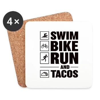 Schwimmen Fahrrad Laufen Tacos Joggen Triathlon - Untersetzer (4er-Set) - Weiß - Vorne