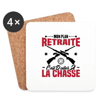 Mon plan retraite c'est d'aller à la chasse - Dessous de verre (lot de 4) - blanc - Devant