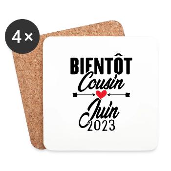Bientôt Cousin Juin 2023, Annonce Grossesse - Dessous de verre (lot de 4) - blanc - Devant