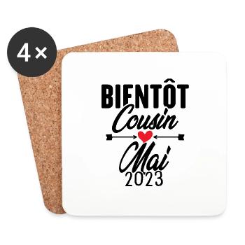 Bientôt Cousin Mai 2023, Annonce Grossesse - Dessous de verre (lot de 4) - blanc - Devant