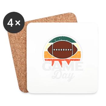 Vintage American Football GameDay Essentials Retro - Untersetzer (4er-Set) - Weiß - Vorne