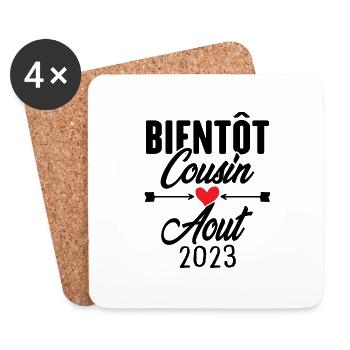 Bientôt Cousin Aout 2023, Annonce Grossesse - Dessous de verre (lot de 4) - blanc - Devant