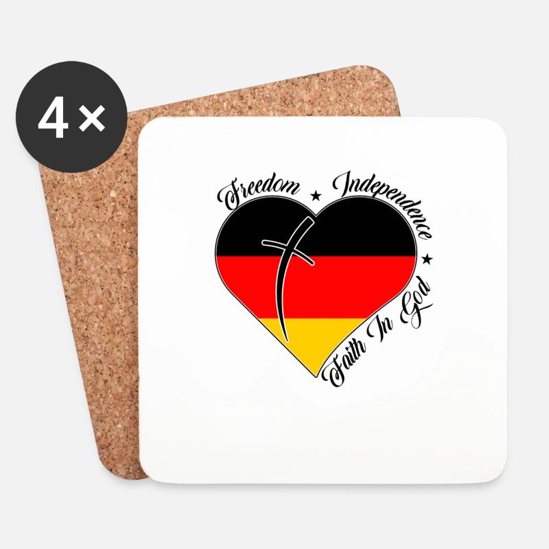 Freiheit Glaube An Gott - Deutschland - Untersetzer (4er-Set) - Weiß
