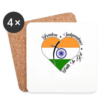 Freiheit Glaube An Gott - Indien - Untersetzer (4er-Set) - Weiß - Vorne