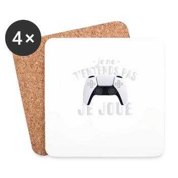Je Ne T'entends Pas Je Joue Gamer Console Cadeau - Dessous de verre (lot de 4) - blanc - Devant