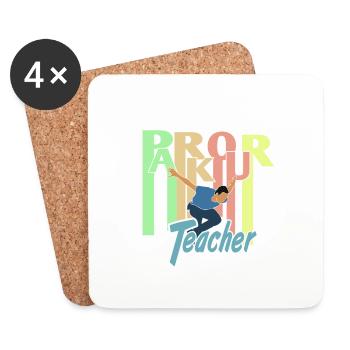 Retro PARKOUR Teacher Awesome Teacher Designs - Untersetzer (4er-Set) - Weiß - Vorne