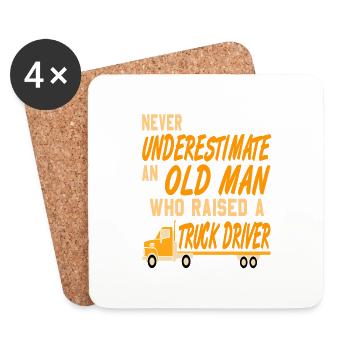 Cool drôle un vieil homme qui a élevé un chauffeur de camion - Dessous de verre (lot de 4) - blanc - Devant