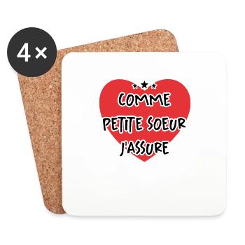 Comme Petite Soeur J'assure Idée Cadeau Cœur Love - Dessous de verre (lot de 4) - blanc - Devant