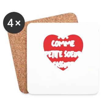 Comme Petite Soeur J'assure Idée Cadeau Cœur Love - Dessous de verre (lot de 4) - blanc - Devant