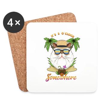 It Is 5 OClock Somewhere Drinking Himalayan Cat - Coasters (set of 4) - white - Front