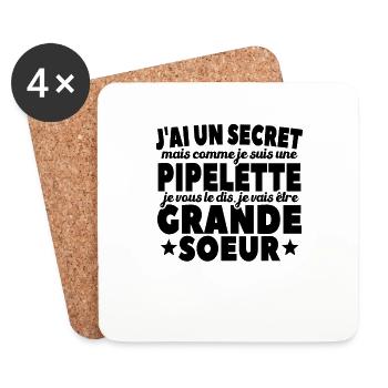 J'ai Un Secret Je Vais Être Grande Soeur - Dessous de verre (lot de 4) - blanc - Devant