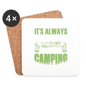 happy hour camping - Coasters (set of 4) - white - Front